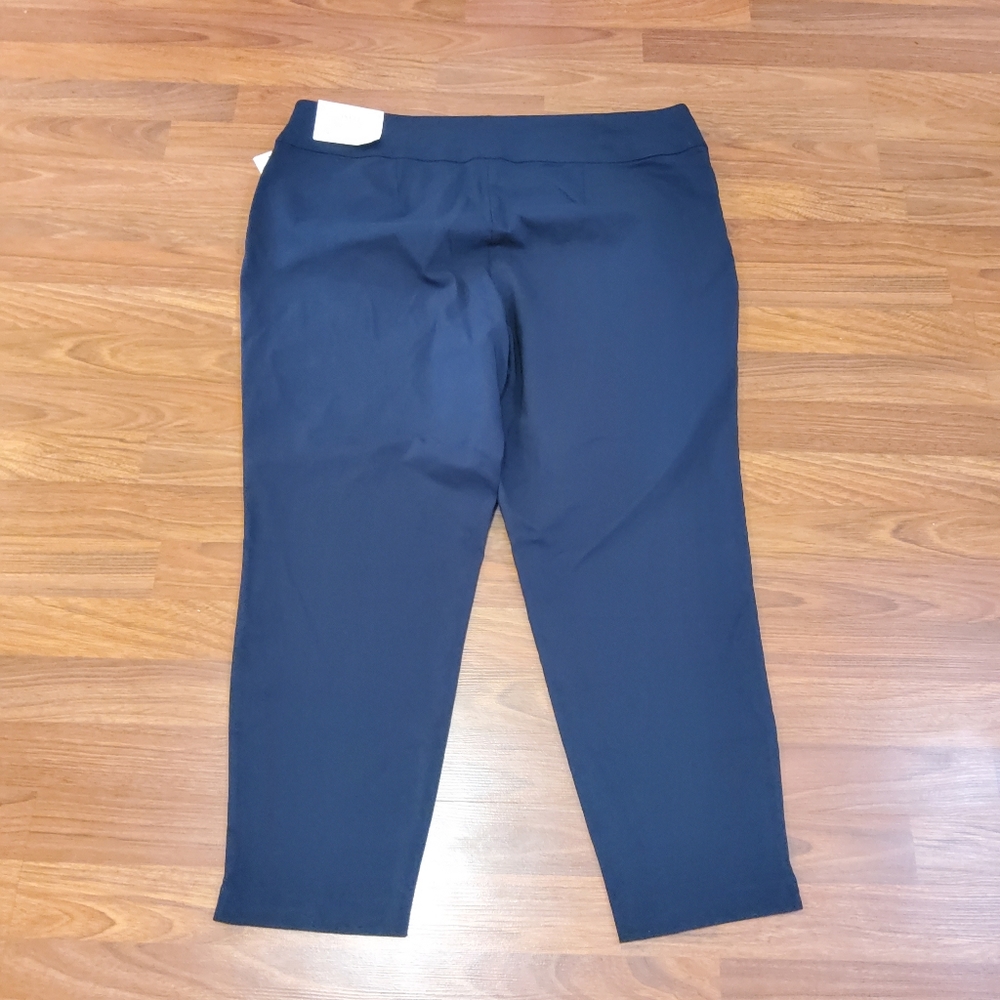 Signature Slimming by CJ Banks The Perfect Pull On Ankle Pants 20W Navy Blue New - Picture 6 of 11